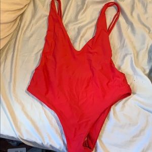Red one piece bathing suit